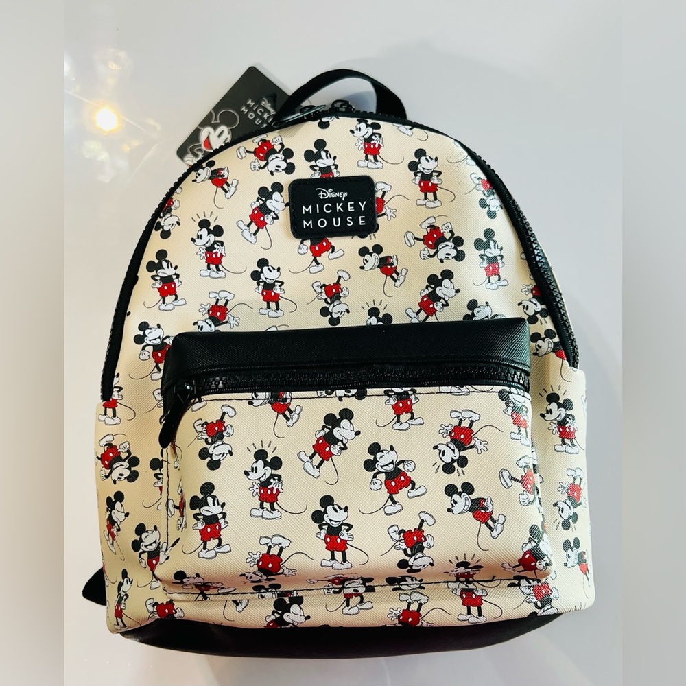 Disney Mickey Mouse Cream Backpack with Black Trim